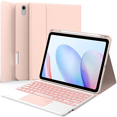 GreenLaw Keyboard Case for iPad 11th Generation(A16,2025) / 10th Generation(2022), Stain-Resistant Cover, 7 Color Backlit, Detachable Keyboard Case with Touchpad and Pencil Holder, Blush Pink - Image 1