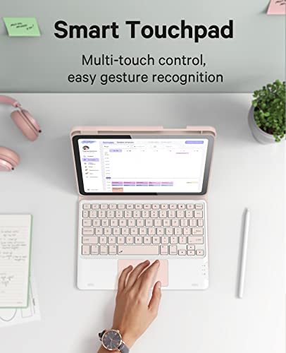 GreenLaw Keyboard Case for iPad 11th Generation(A16,2025) / 10th Generation(2022), Stain-Resistant Cover, 7 Color Backlit, Detachable Keyboard Case with Touchpad and Pencil Holder, Blush Pink - Image 4