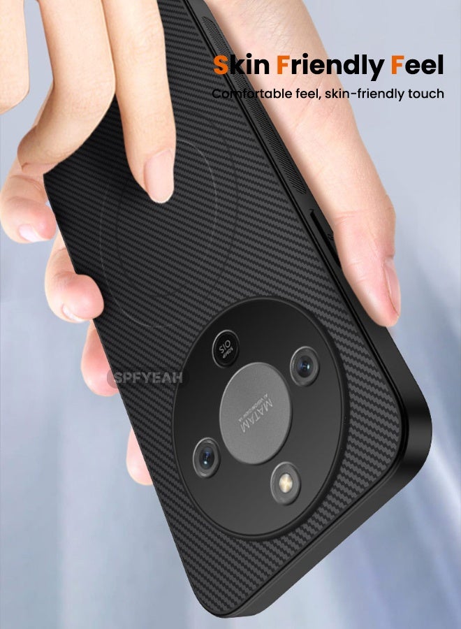 SPFYEAH [2-in-1] Honor X9D 5G Case with HD Screen Protector, Carbon Fiber Texture Soft Bumper Shockproof Case Cover with Magnetic Ring for Honor X9d 5G 6.79 inch, Black - Image 5