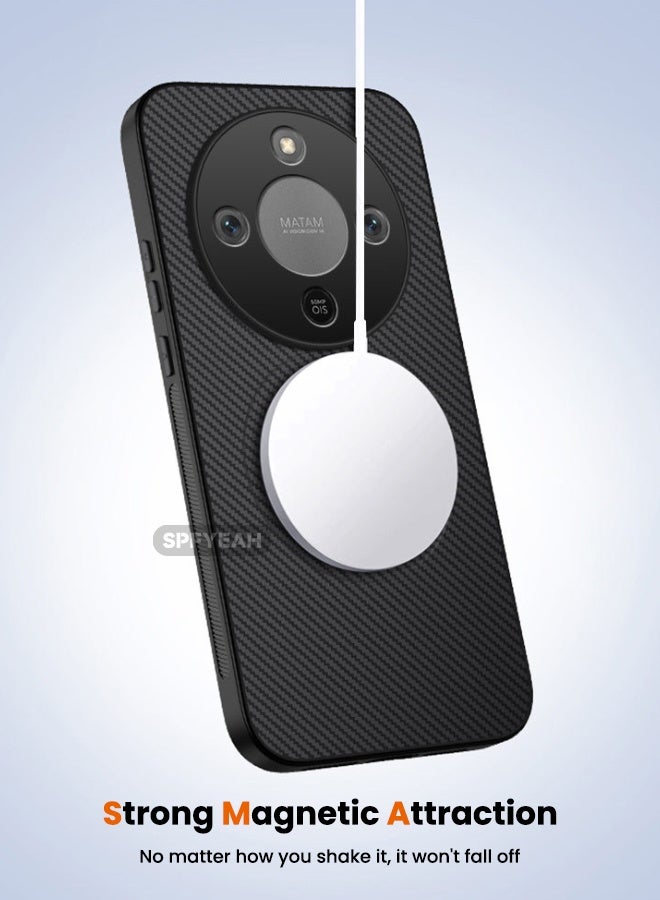 SPFYEAH [2-in-1] Honor X9D 5G Case with HD Screen Protector, Carbon Fiber Texture Soft Bumper Shockproof Case Cover with Magnetic Ring for Honor X9d 5G 6.79 inch, Black - Image 4