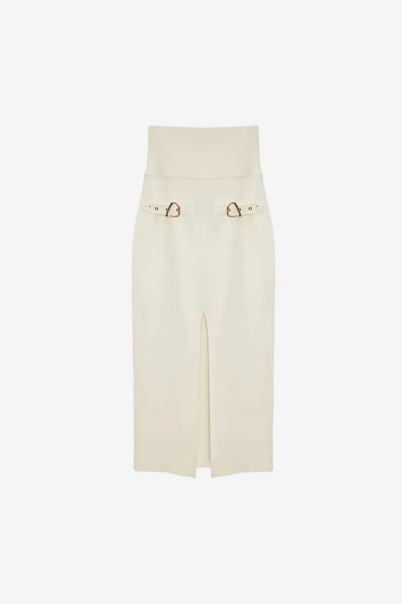 DILVIN High-Waist Ribbed Maxi Skirt