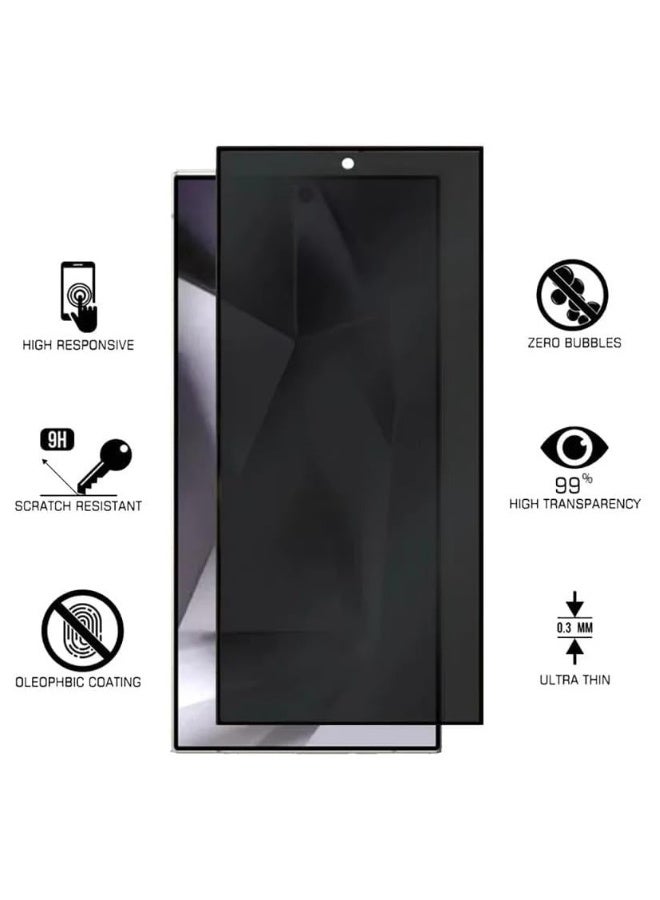 دوسالا زجاج لهاتف سامسونج Galaxy S25 Ultra واقي شاشة زجاجي خاص للخصوصية مضاد للتجسس فيلم زجاجي مقسى مع صلابة 9H مقاوم للخدوش وحماية من بصمات الأصابع - Image 3