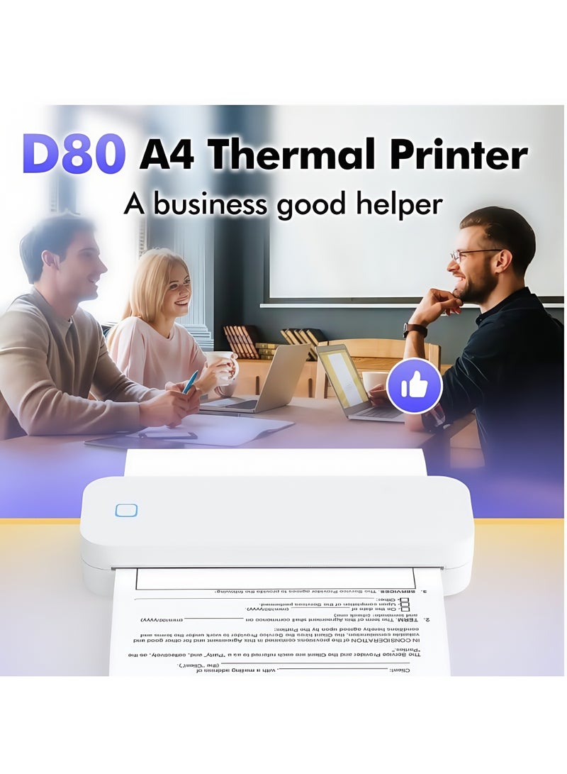 Claison D80 New Model A4 Printer, Portable Bluetooth Home Inkless Document Printer, Household Thermal Printer​  - Image 2