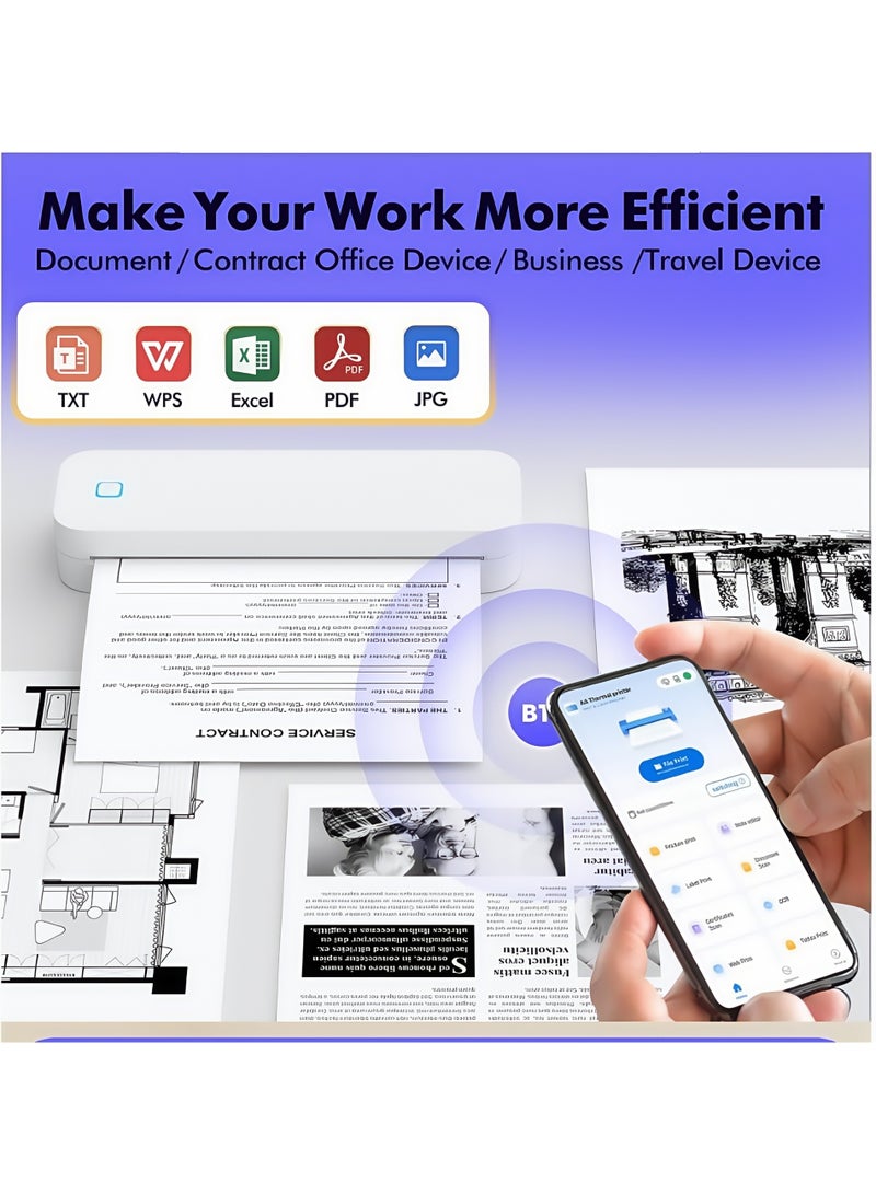 Claison D80 New Model A4 Printer, Portable Bluetooth Home Inkless Document Printer, Household Thermal Printer​  - Image 3