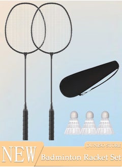 DUNISO Badminton Rackets Set 2 Player Badminton Rackets Lightweight Badminton Racquet with 3 Shuttlecocks and 1 Carrying Bag,Badminton Backyard Games for Outdoor,Garden,Beach,Family Fun Game  - Image 1
