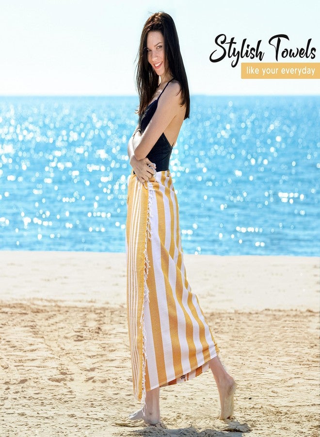 Utopia Towels 4 Pack Turkish Beach Towel, 40 by 72 Inches, 100% Cotton, Oversized Sand Free Lightweight Quick Dry, Prewashed for Soft Feel, Large Turkish Peshtemal Towel for Travel, Buff - Image 3