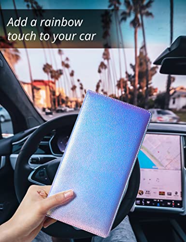 Mymazn Car Registration and Insurance Holder, PU Leather Insurance and Registration Holder with Magnetic Closure, Car Document Holder for Driver's License & Essential Documents (Iridescent blue) - Image 2