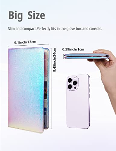 Mymazn Car Registration and Insurance Holder, PU Leather Insurance and Registration Holder with Magnetic Closure, Car Document Holder for Driver's License & Essential Documents (Iridescent blue) - Image 4