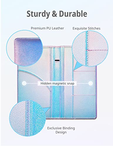 Mymazn Car Registration and Insurance Holder, PU Leather Insurance and Registration Holder with Magnetic Closure, Car Document Holder for Driver's License & Essential Documents (Iridescent blue) - Image 5