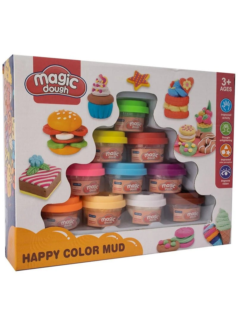 TOY GARDEN Happy Color Mud Magic Dough Set for Kids – 10 Pcs – Enhances Creativity & Color Perception – Safe & Non-Toxic – Fun & Educational  - Image 1