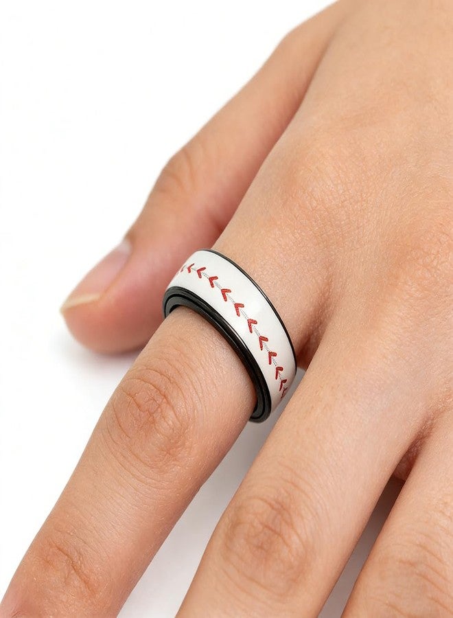 OIDIMS Baseball Spinning Ring for Women Men Sports Fidget Finger Band Comfort Fit Stainless Steel Rotating Stress Relief Promise Ring Anxiety Worry Competition Anniversaries Jewelry for Fans Players (11) - Image 2