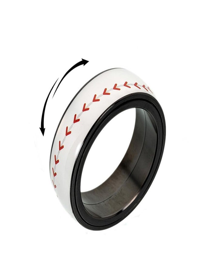 OIDIMS Baseball Spinning Ring for Women Men Sports Fidget Finger Band Comfort Fit Stainless Steel Rotating Stress Relief Promise Ring Anxiety Worry Competition Anniversaries Jewelry for Fans Players (11) - Image 1