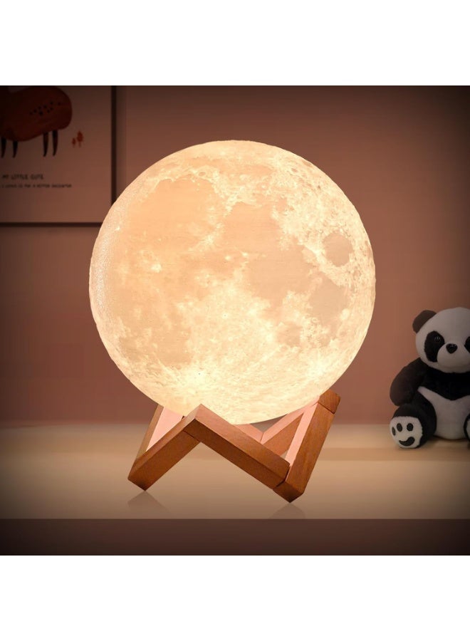 Moon Lamp 7.9 inch 16 LED Colors, NSL Lighting Night Light 3D Printed Moon Light with Stand & Remote/Touch Control and USB Rechargeable, Moon Night Lihgt for Kids Girlfriend Wife Lover Birthday Gifts - Image 1