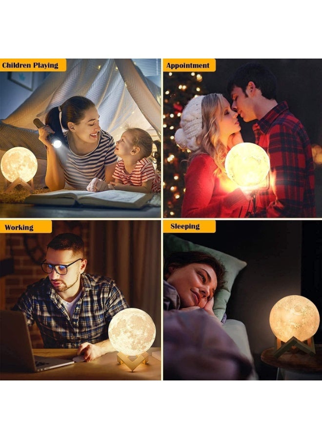 Moon Lamp 7.9 inch 16 LED Colors, NSL Lighting Night Light 3D Printed Moon Light with Stand & Remote/Touch Control and USB Rechargeable, Moon Night Lihgt for Kids Girlfriend Wife Lover Birthday Gifts - Image 4