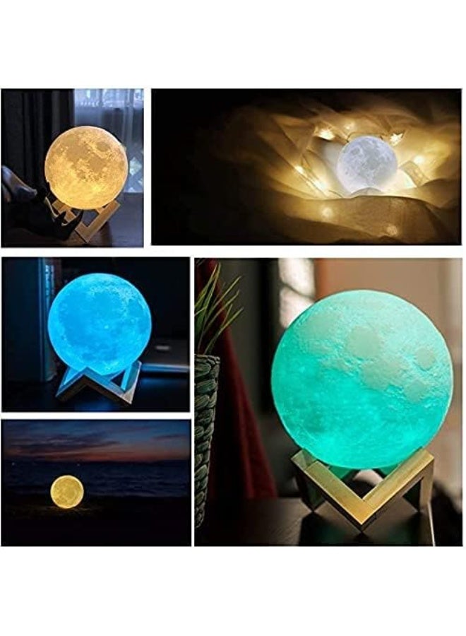 Moon Lamp 7.9 inch 16 LED Colors, NSL Lighting Night Light 3D Printed Moon Light with Stand & Remote/Touch Control and USB Rechargeable, Moon Night Lihgt for Kids Girlfriend Wife Lover Birthday Gifts - Image 2