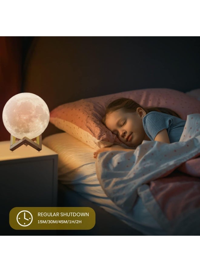 Moon Lamp 7.9 inch 16 LED Colors, NSL Lighting Night Light 3D Printed Moon Light with Stand & Remote/Touch Control and USB Rechargeable, Moon Night Lihgt for Kids Girlfriend Wife Lover Birthday Gifts - Image 3