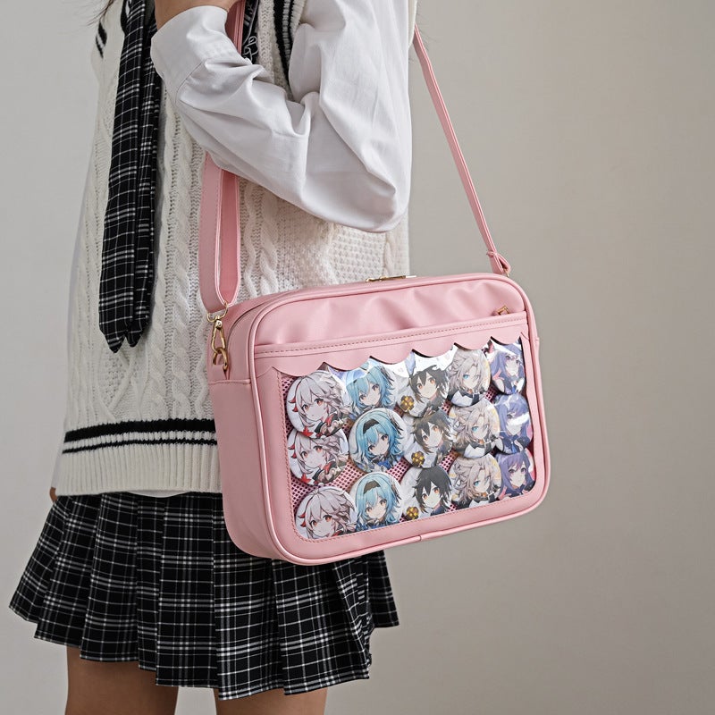 Women'S Simple Transparent Pain Bag Japanese Style Fresh Girl Jk Handbag Cute Student Contrast Color Shoulder Messenger Bag - Image 2