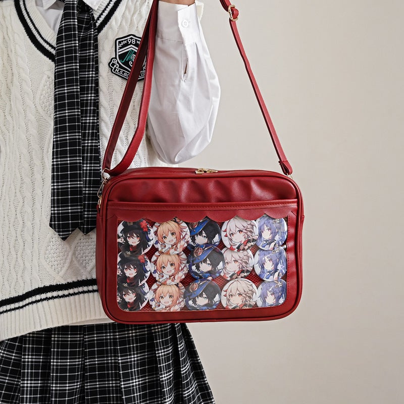 Women'S Simple Transparent Pain Bag Japanese Style Fresh Girl Jk Handbag Cute Student Contrast Color Shoulder Messenger Bag - Image 5