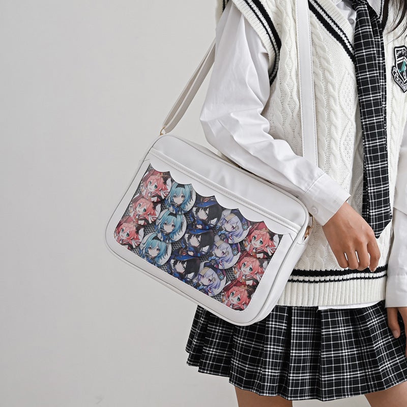 Women'S Simple Transparent Pain Bag Japanese Style Fresh Girl Jk Handbag Cute Student Contrast Color Shoulder Messenger Bag - Image 3