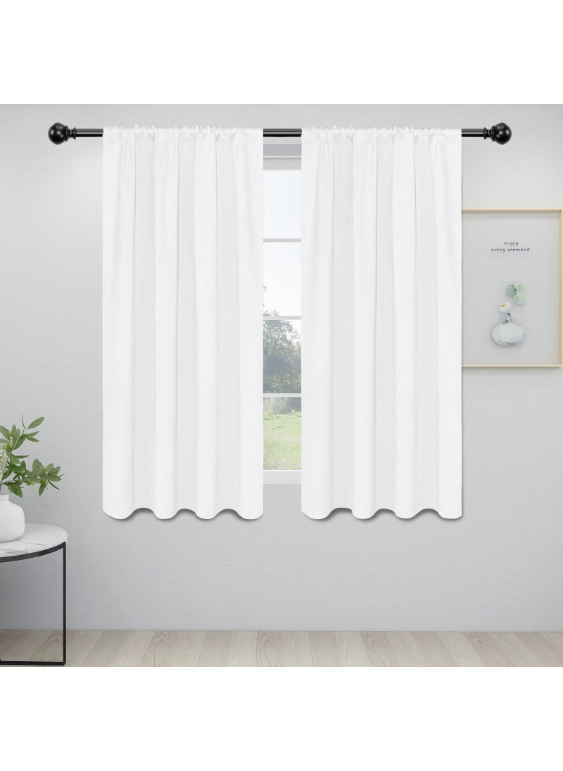 Easy-Going Easy-Going Rod Pocket Blackout Curtains for Bedroom  Room Darkening Window Curtains for Living Room  Thermal Insulated Noise Reduction Solid Window Drapes  2 Panels(34x63 in  White)  - Image 1