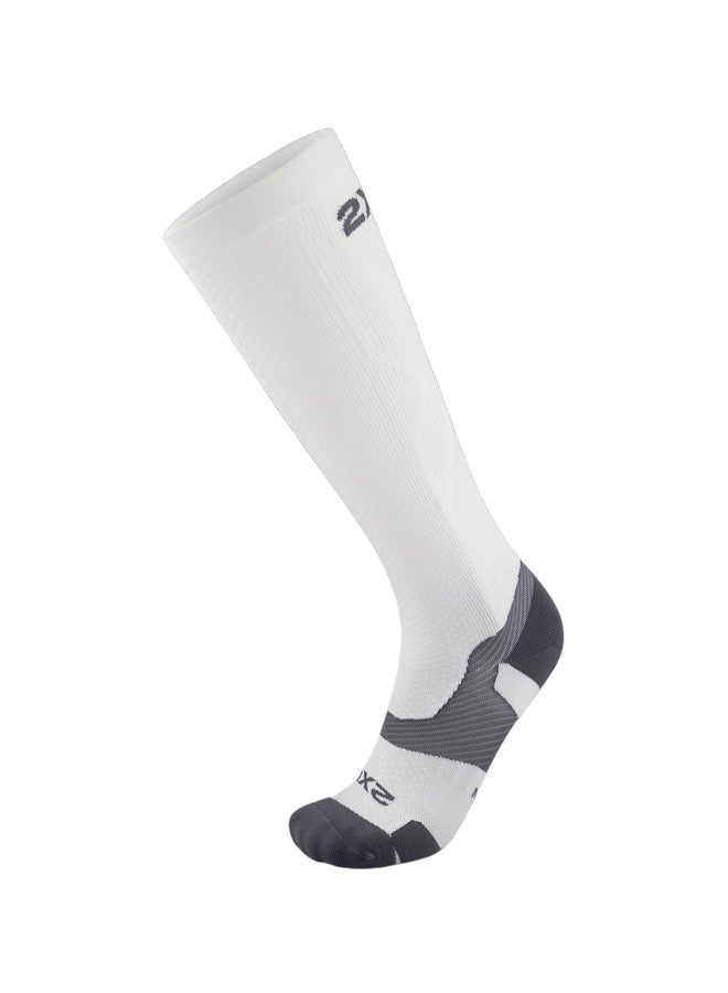 2XU unisex adult Vectr Full Length Socks, White/Grey, 7/8 US - Image 1