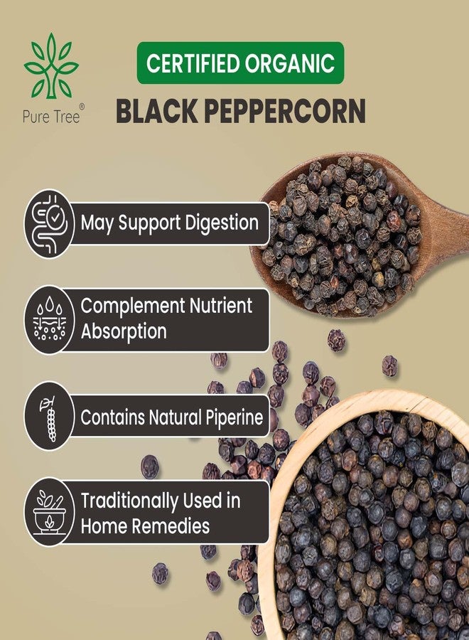 Pure Tree Certified Organic Kali Mirch Whole | 175 g | Glass Jar | Organic Black Pepper Whole | Black Peppercorn | Aromatic Seeds | Miriyalu Whole Spices - Image 3