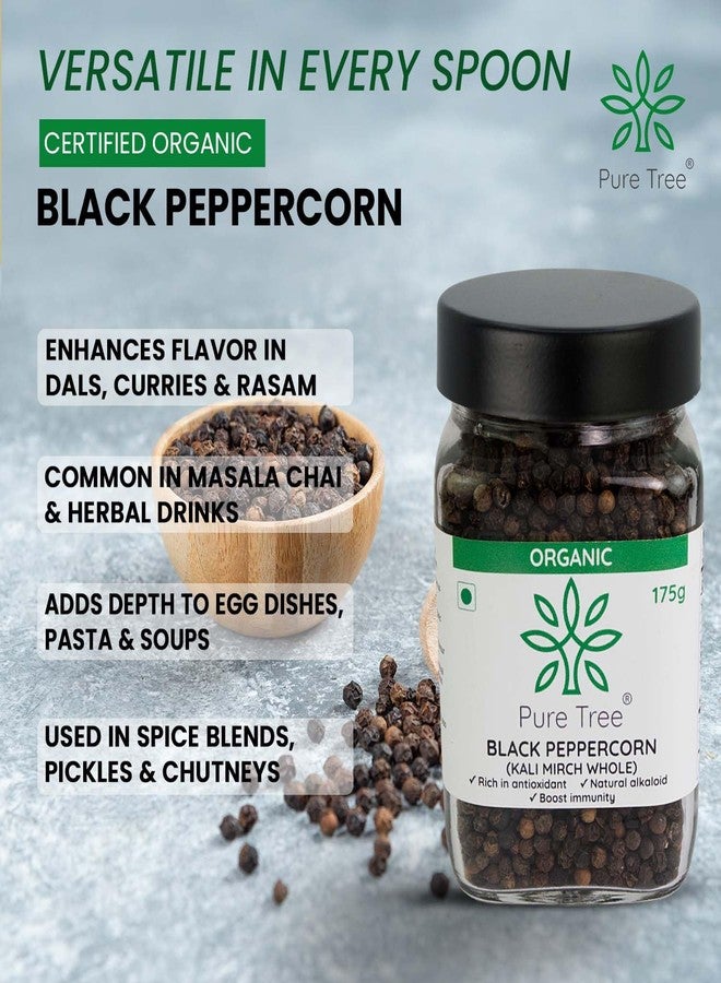 Pure Tree Certified Organic Kali Mirch Whole | 175 g | Glass Jar | Organic Black Pepper Whole | Black Peppercorn | Aromatic Seeds | Miriyalu Whole Spices - Image 4