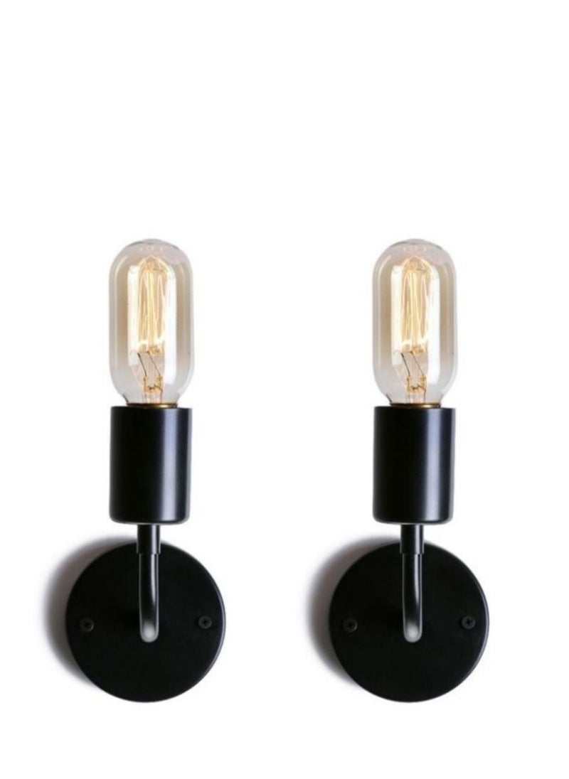 Generic 2 pieces black metal wall lighting units 
