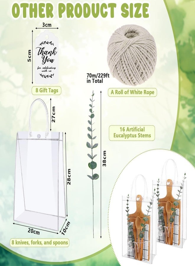 Beupy 8 Sets Baby Shower Prizes for Game Winner Baby Shower Games Guest Gifts Bamboo Cheese Board Spoons Forks Plaid Towel Artificial Eucalyptus Stems Tags Bags for Wedding Bridal Shower Favors - Image 3