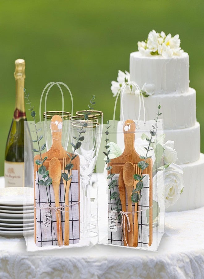 Beupy 8 Sets Baby Shower Prizes for Game Winner Baby Shower Games Guest Gifts Bamboo Cheese Board Spoons Forks Plaid Towel Artificial Eucalyptus Stems Tags Bags for Wedding Bridal Shower Favors - Image 5