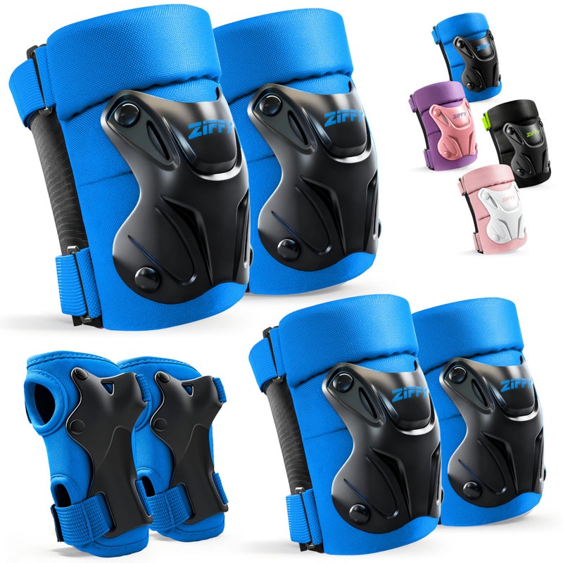 ZIFFY Knee Pads for Kids 5-8, Elbow and Knee Pads with Wrist Guard, Protective Gear Set for Boys Girls Skateboard Roller Skating Cycling Bike Scooter, S, Blue by Jova - Image 1