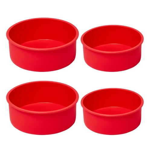 saphe 4 packs Silicone Cake Pans for BakingRound Cake Molds for CupcakeCheese Cakes and Chocolate Cakes Nonstick silicone bakeware sets BPA free2 pcs 6 inch 2 pcs 8 inch - Image 1