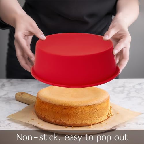 saphe 4 packs Silicone Cake Pans for BakingRound Cake Molds for CupcakeCheese Cakes and Chocolate Cakes Nonstick silicone bakeware sets BPA free2 pcs 6 inch 2 pcs 8 inch - Image 3