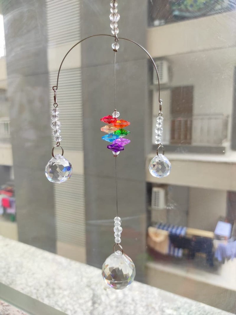 Light Wave Beautiful Sparkling Crystal Rainbow Sun-Catcher Ball Prism Pendant Hanging, Window, Garden, Balcony Hanging Ornament, Car Hanging (Model 6) - Image 2