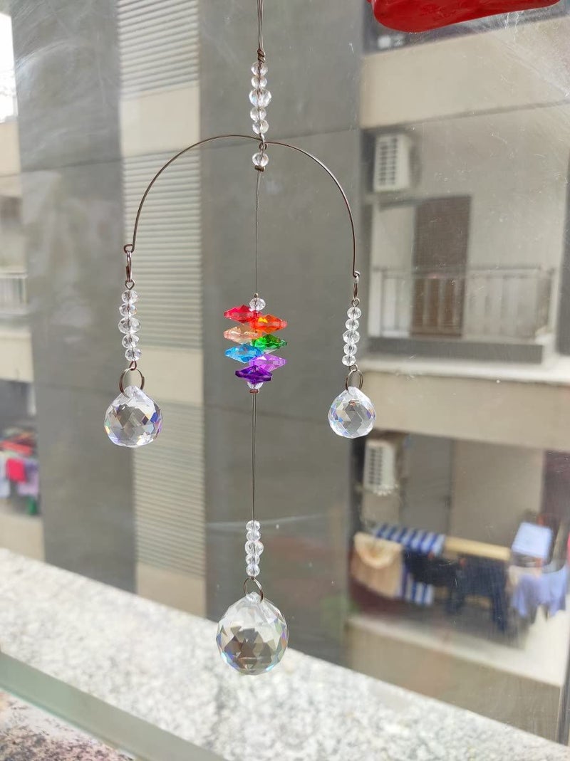 Light Wave Beautiful Sparkling Crystal Rainbow Sun-Catcher Ball Prism Pendant Hanging, Window, Garden, Balcony Hanging Ornament, Car Hanging (Model 6) - Image 3