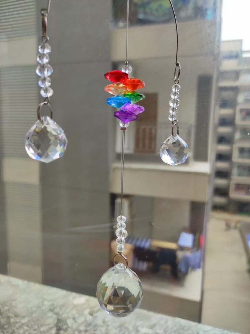 Light Wave Beautiful Sparkling Crystal Rainbow Sun-Catcher Ball Prism Pendant Hanging, Window, Garden, Balcony Hanging Ornament, Car Hanging (Model 6) - Image 4