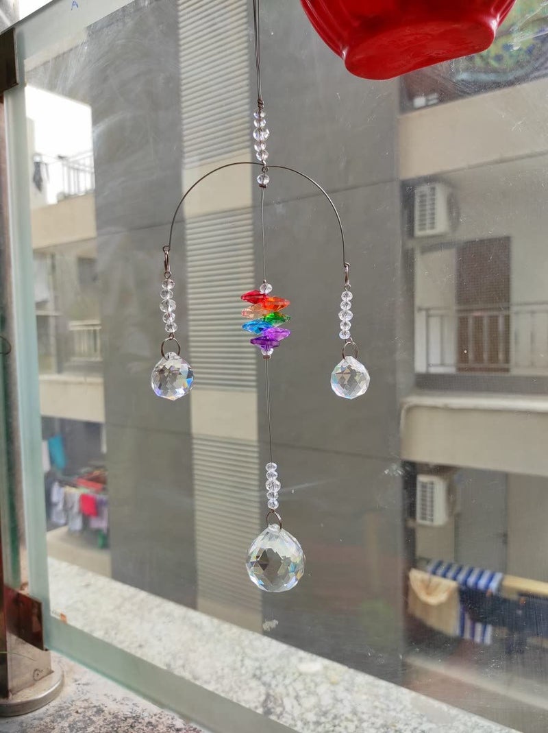 Light Wave Beautiful Sparkling Crystal Rainbow Sun-Catcher Ball Prism Pendant Hanging, Window, Garden, Balcony Hanging Ornament, Car Hanging (Model 6) - Image 1