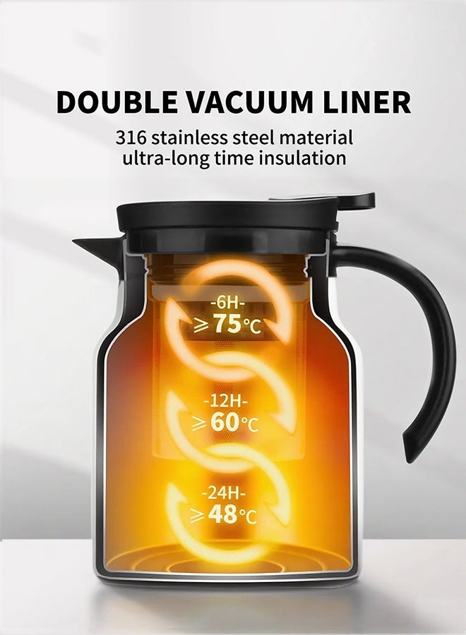 Aijmil Ramadan GiftsArabic Coffee Thermos Stainless Steel Carrier - Complete Travel Set (1000ml Pot + 80ml Cups x 2) - Ramadan Eid Al Fitr Eid Al Adha National Day Gift - Image 2