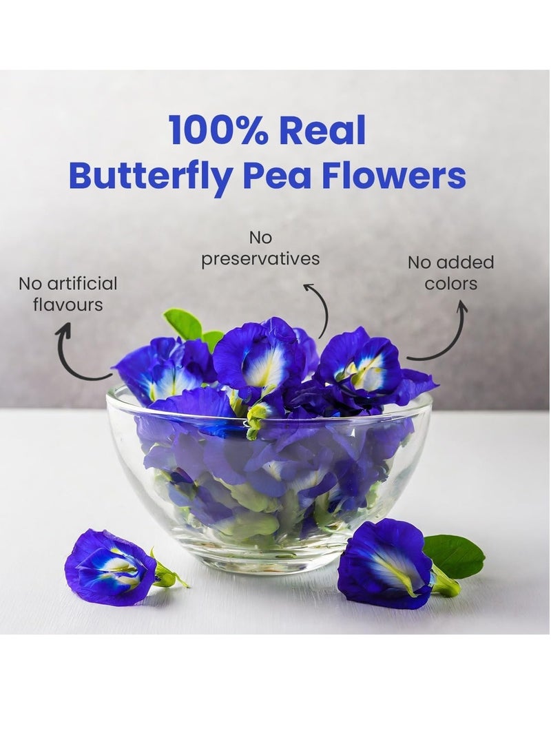 BLUE TEA BLUE TEA - Butterfly Pea Flower - 30 Tea Bags | SUPER ANTI-OXIDANT | Aparajita - Shankhpushpi | Natural Ingredients - Flower Based - Herbal Tea - Caffeine Free - Farm Fresh - Vegan | Detox Tea | Pet Jar Packaging  - Image 2