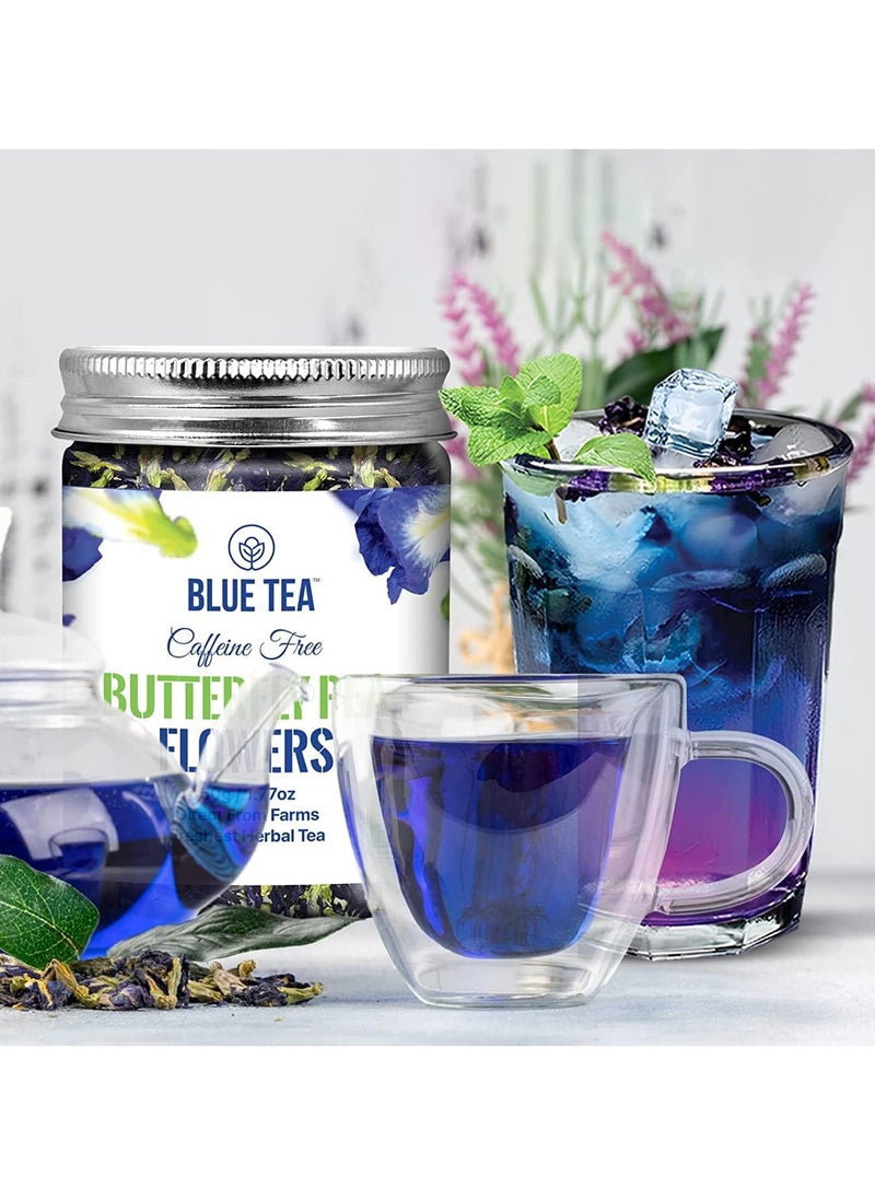 BLUE TEA BLUE TEA - Butterfly Pea Flower - 30 Tea Bags | SUPER ANTI-OXIDANT | Aparajita - Shankhpushpi | Natural Ingredients - Flower Based - Herbal Tea - Caffeine Free - Farm Fresh - Vegan | Detox Tea | Pet Jar Packaging  - Image 3
