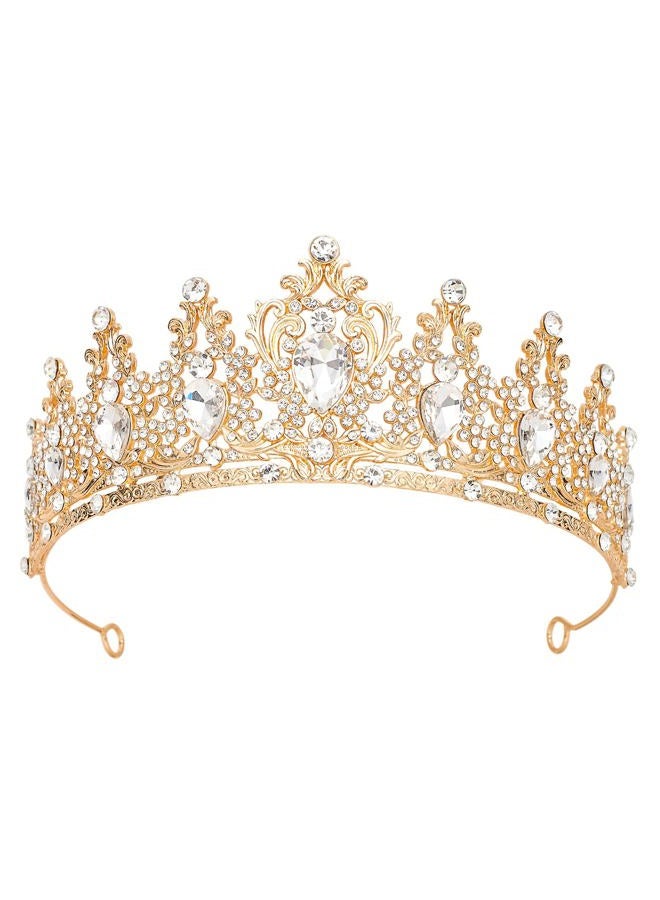 JITINX Tiaras Crown for Women, Queen Crown, Bridal for Tiaras Headband Wedding, Birthday Party Prom Princess Crystal Crowns Hair Accessories (Gold White) - Image 1