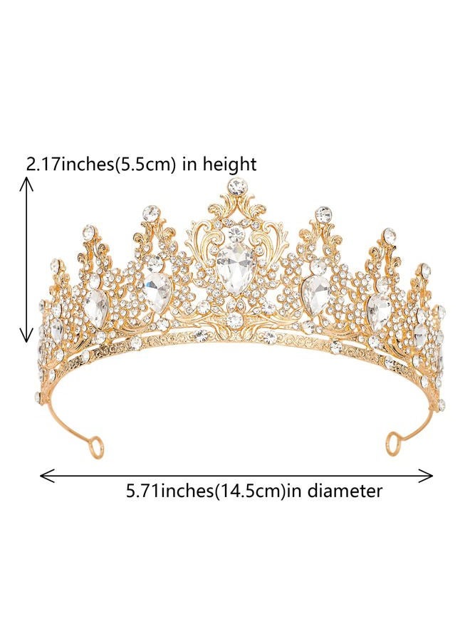 JITINX Tiaras Crown for Women, Queen Crown, Bridal for Tiaras Headband Wedding, Birthday Party Prom Princess Crystal Crowns Hair Accessories (Gold White) - Image 2