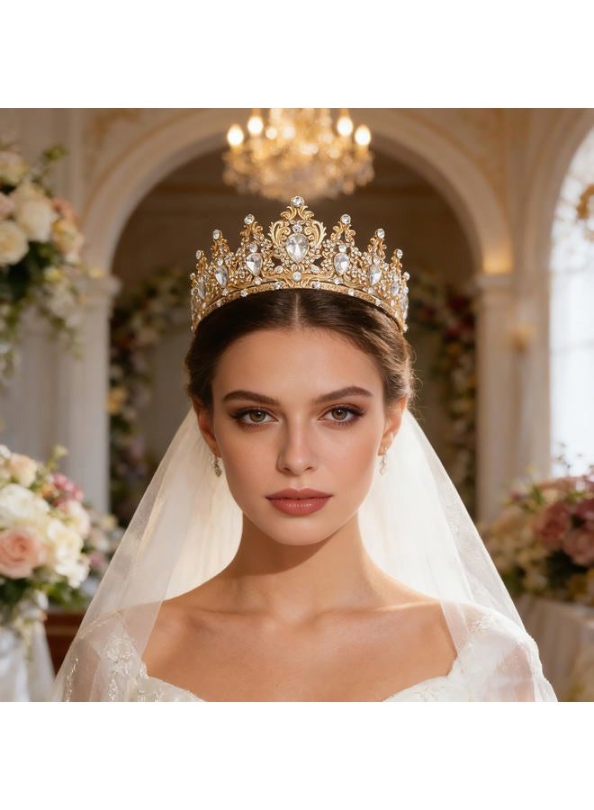 JITINX Tiaras Crown for Women, Queen Crown, Bridal for Tiaras Headband Wedding, Birthday Party Prom Princess Crystal Crowns Hair Accessories (Gold White) - Image 5