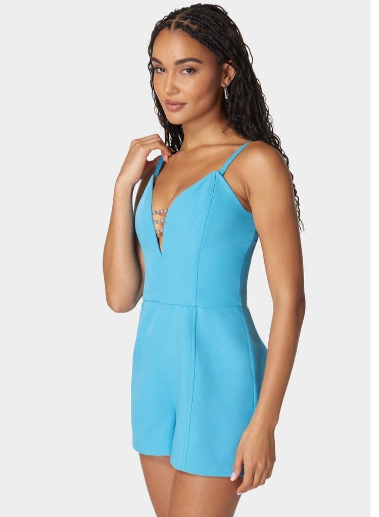bebe STRAPLESS DEEP V NECK TRIM ROMPER - Image 2