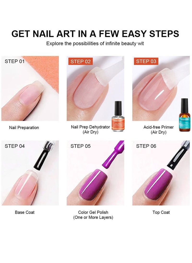 lakerain - 15ml Gel Nail Polish Nail Dehydrator and Primer, 2Pcs Acid Free Natural Nail Prep Dehydrate & Bond Primer Nail Bond, Air Dry Superior Bonding Primer for Acrylic Powder Nail Supplies Set - Image 1