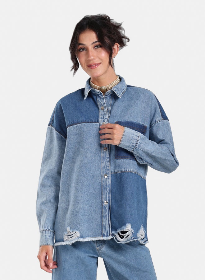 Clue Color Block Denim Jacket  - Image 2
