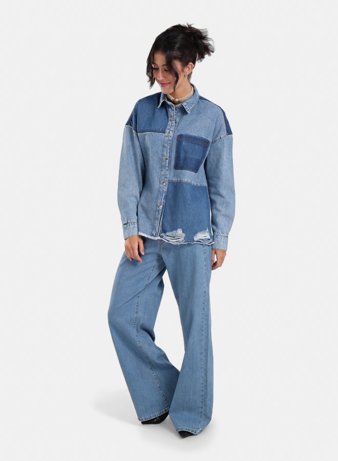 Clue Color Block Denim Jacket  - Image 5