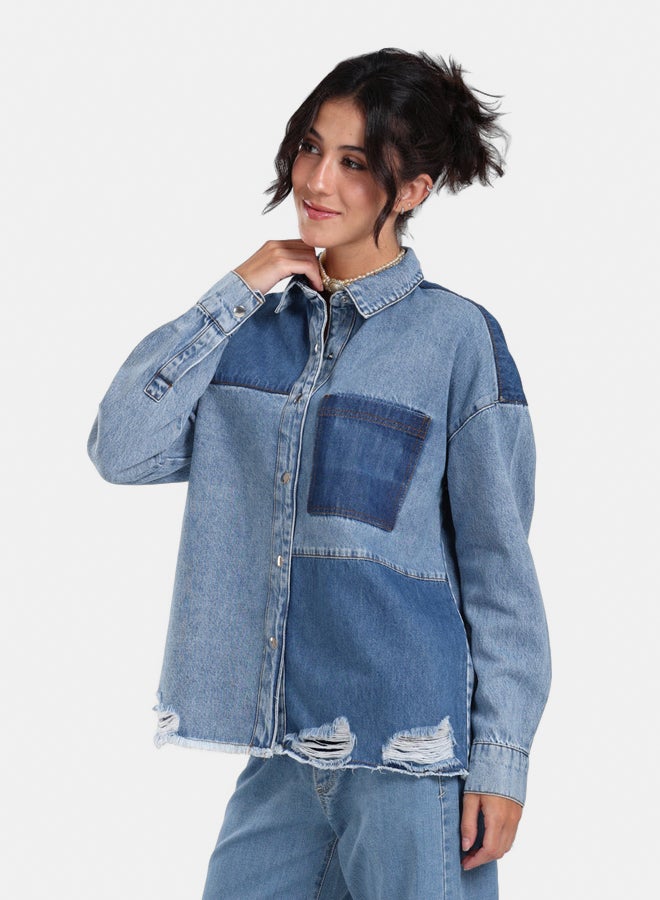 Color Block Denim Jacket