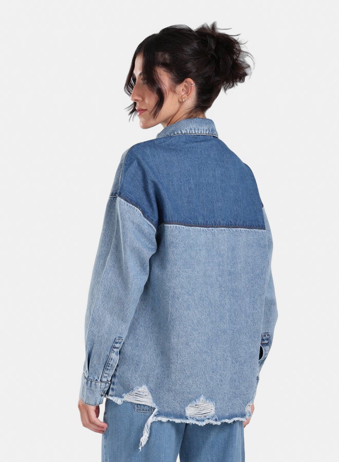 Clue Color Block Denim Jacket  - Image 3