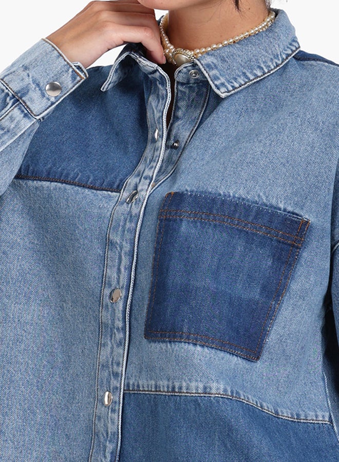 Clue Color Block Denim Jacket  - Image 4